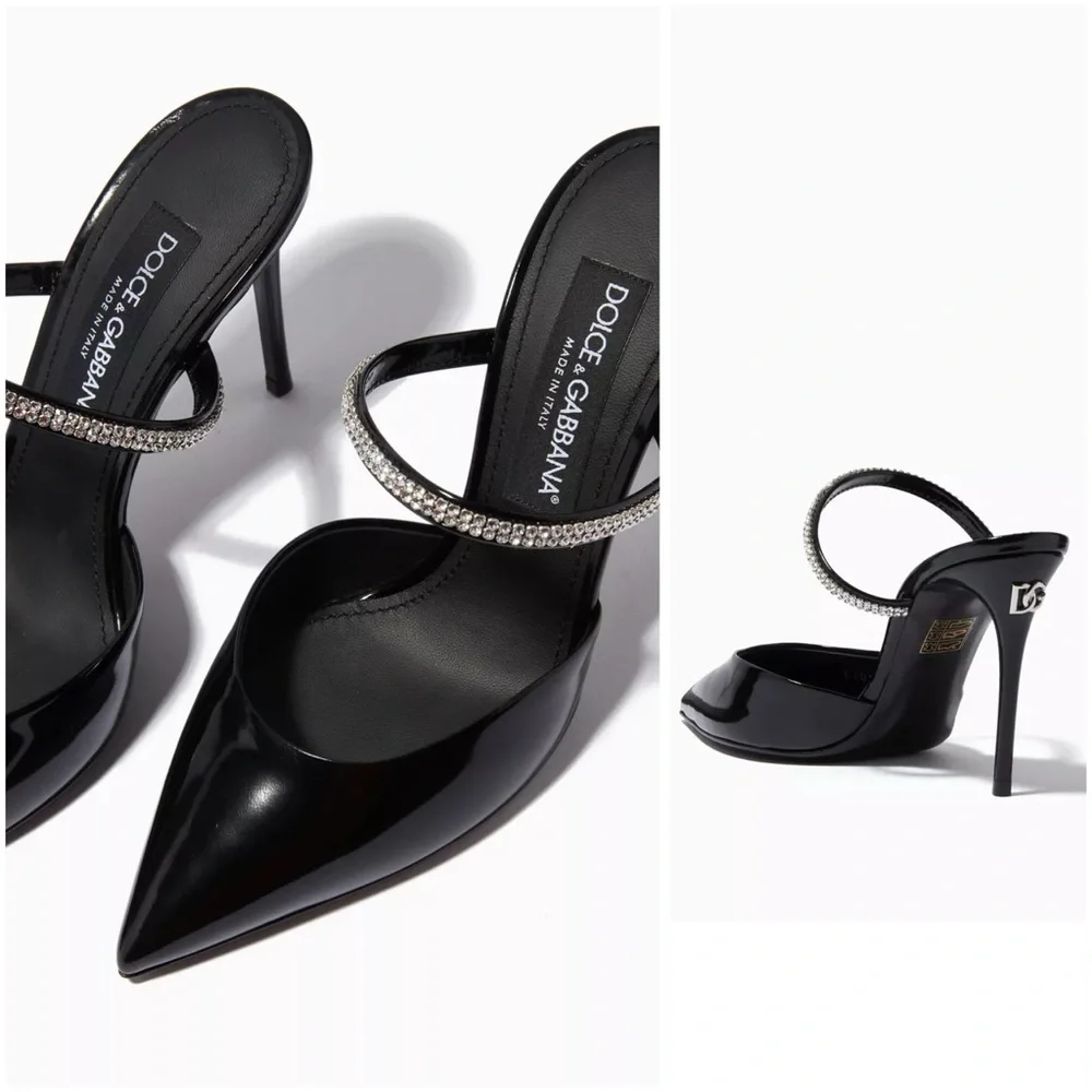 New DOLCE & GABBANA Crystal Mules in Patent Leather